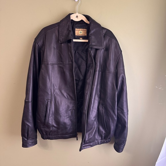 Boston Harbour Men's Soft Leather Jacket Black Bomber Outdoor LT Large Tall - Picture 1 of 12